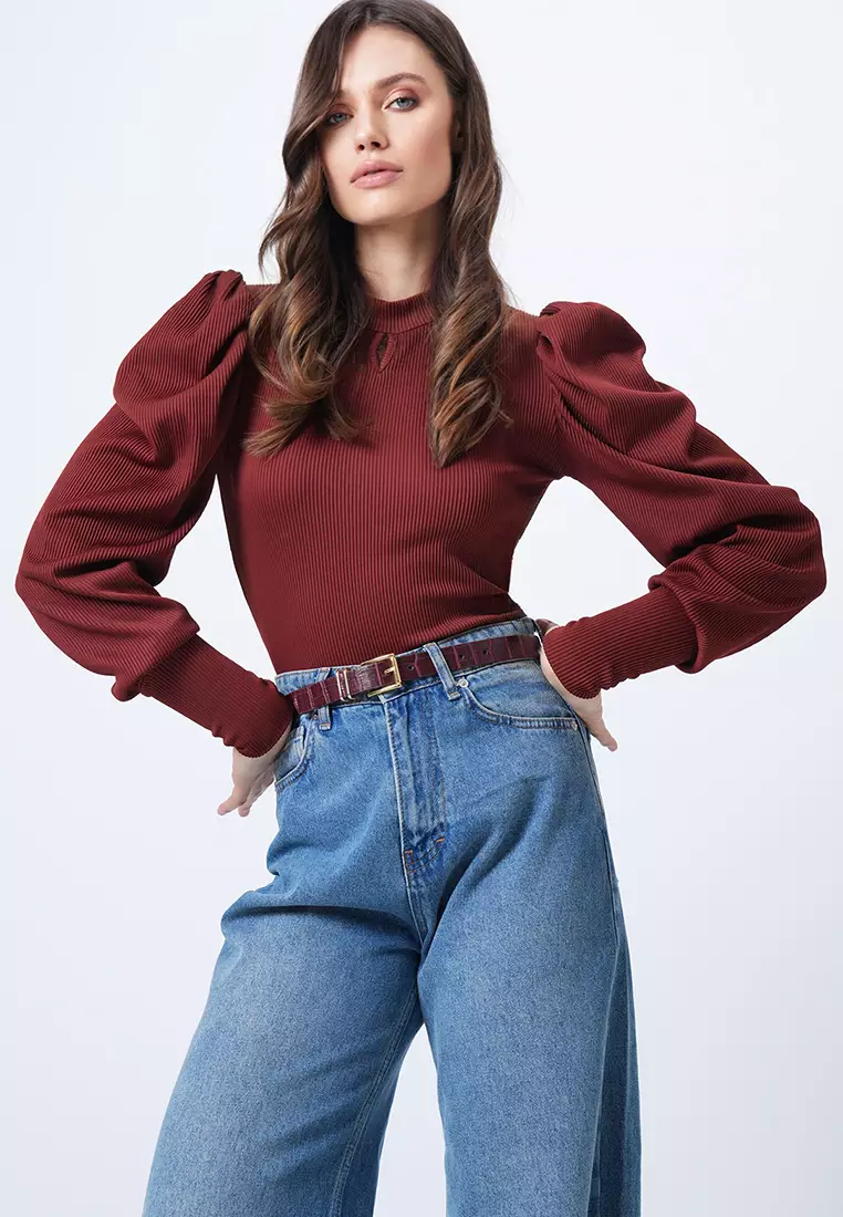 Long Puff Sleeves Top