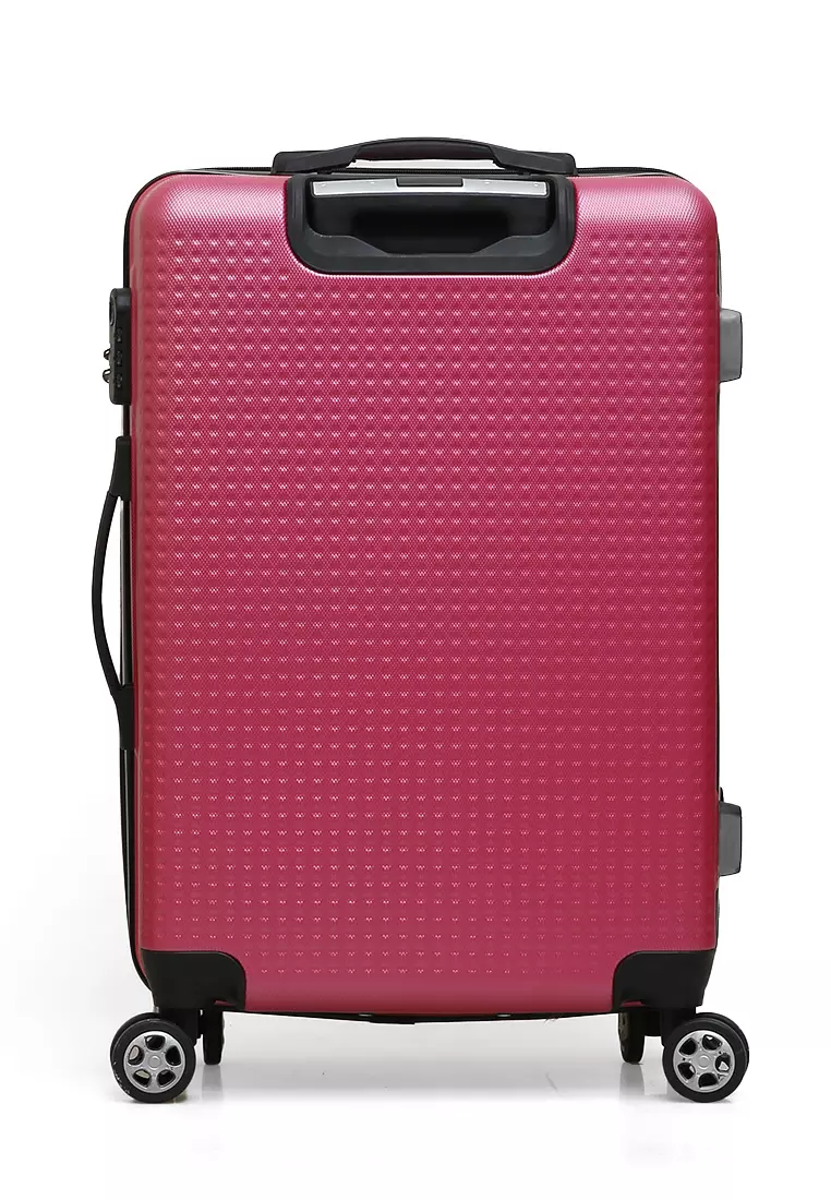 Isvara Tas Koper Hardcase One Set Unisex Large Compartment Suitcase Code Lock System Material ABS+PVC Coated ORIGINAL - Red Pink