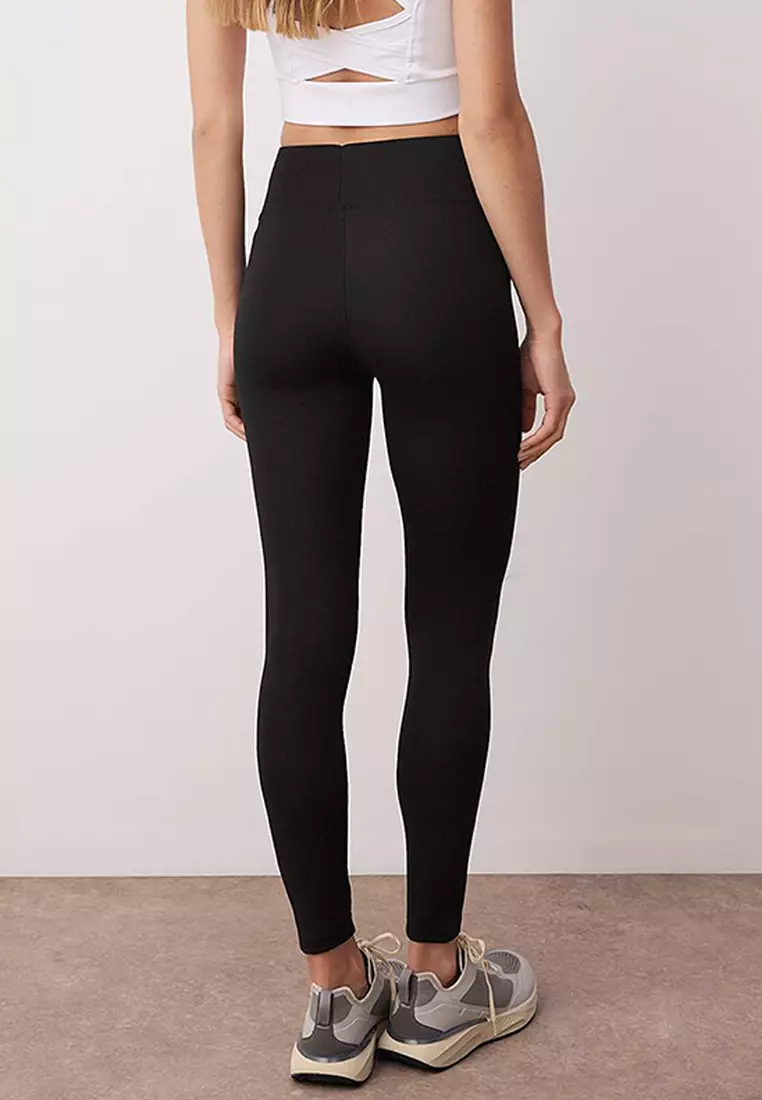 Black Diver/Scuba Full Length Knitted Sports Leggings