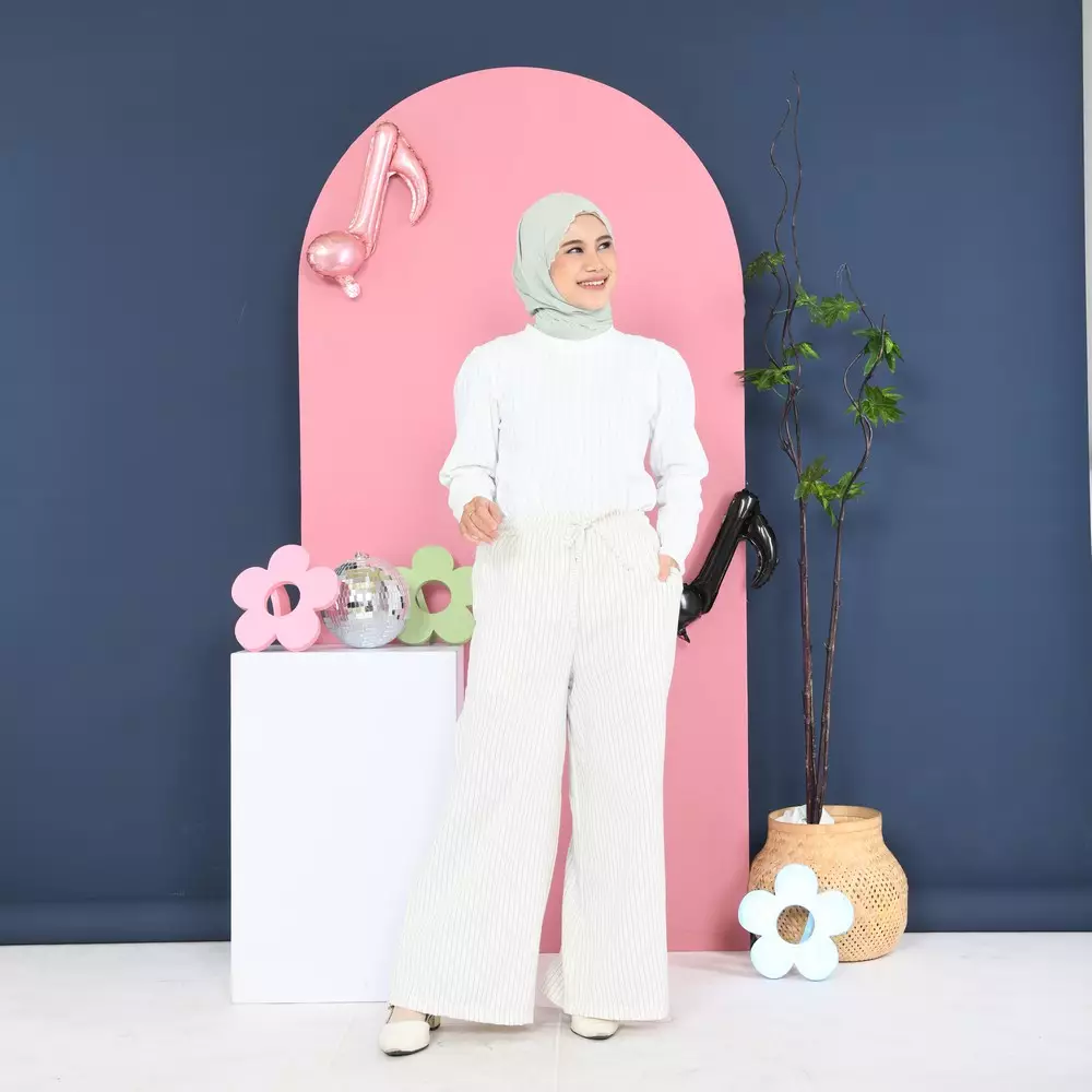 Shaya Stripe Pants - Sw. White M19859 R31S3