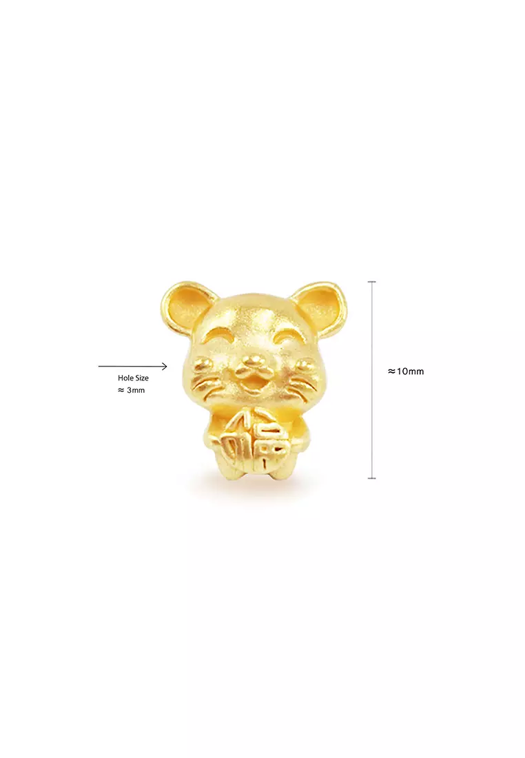 THE Mix Collection 999.9/24K Pure Gold 12 Zodiac Charm Red Steel Wire Clasp Bracelet Set L1-B649A