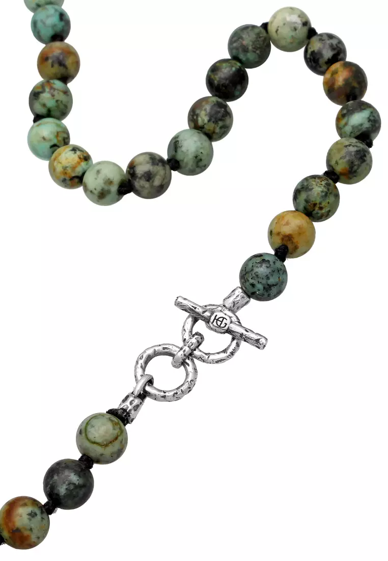 EXCLUSIVE Kalung Perhiasan Perak 925 Pria Ball Turquoise