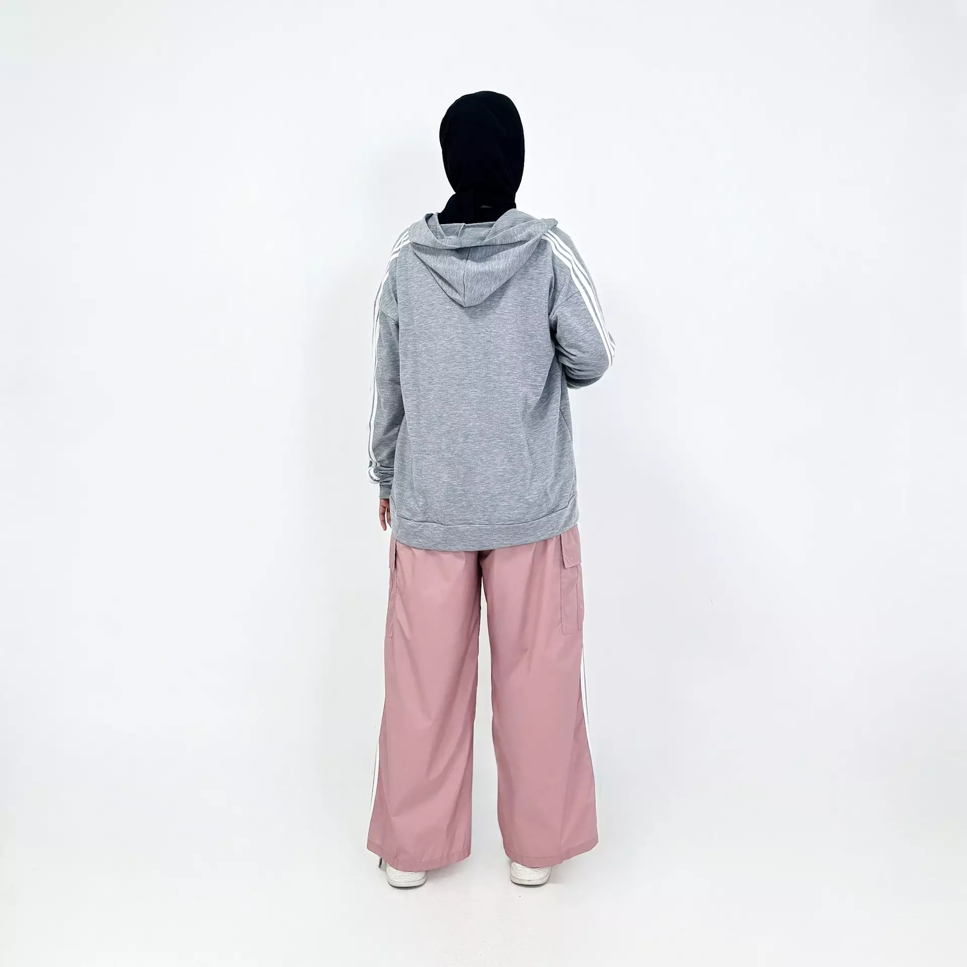 Set Sporty Jacket Manda GREY PINK Setelan Baju Olahraga