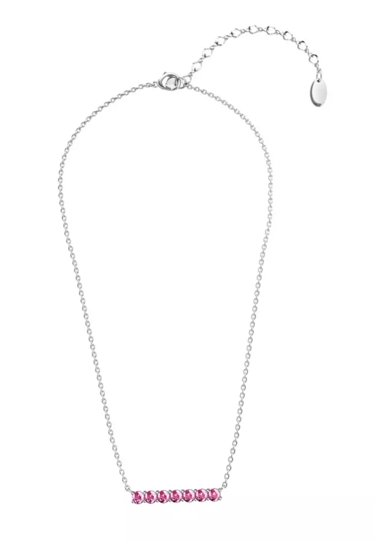 Myriad Birth Stone Pendant October Pink Tourmaline WG - Kalung Crystal by Her Jewellery