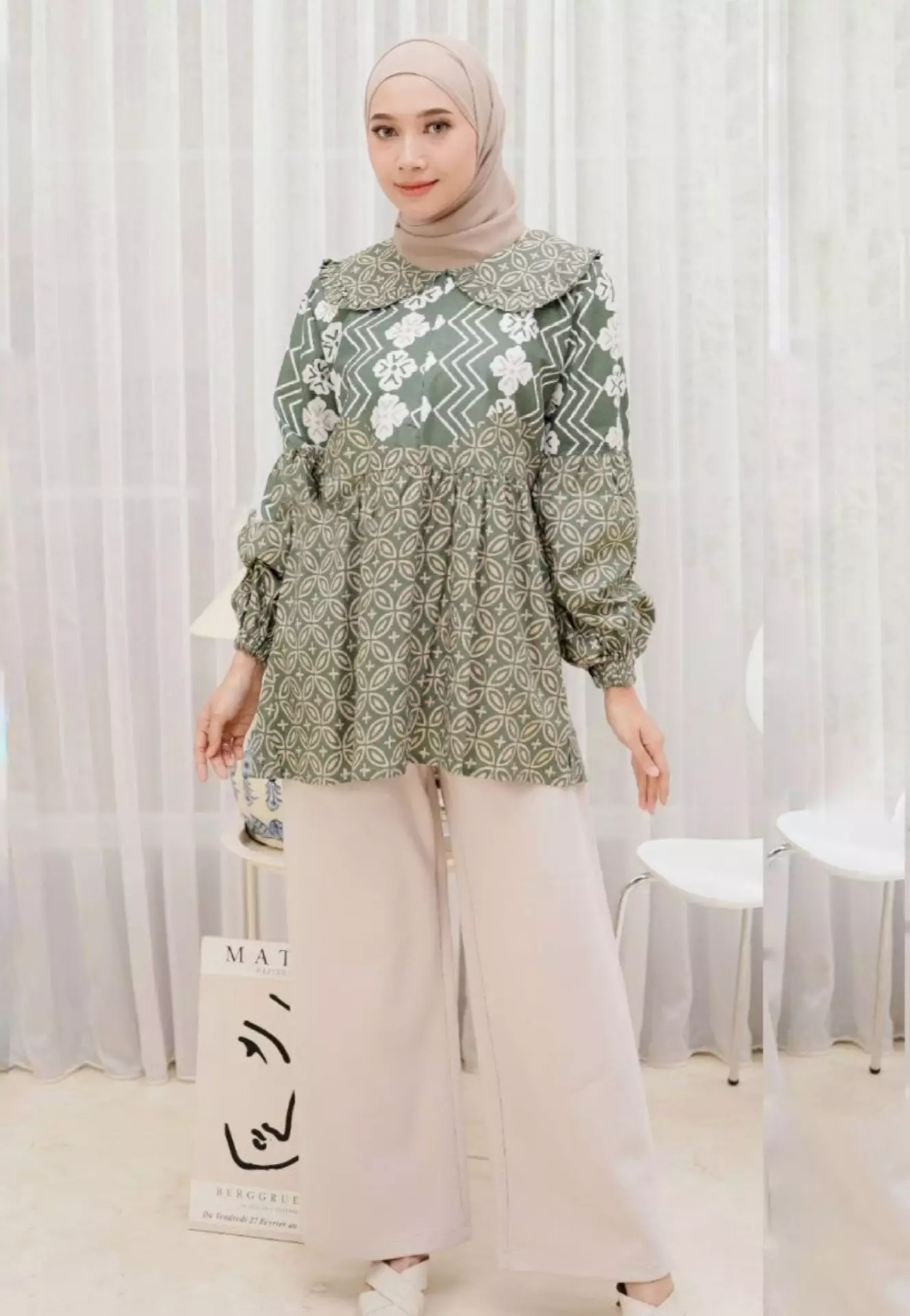 Blouse Batik Dharmarendra Hijau Premium Elegant B.K