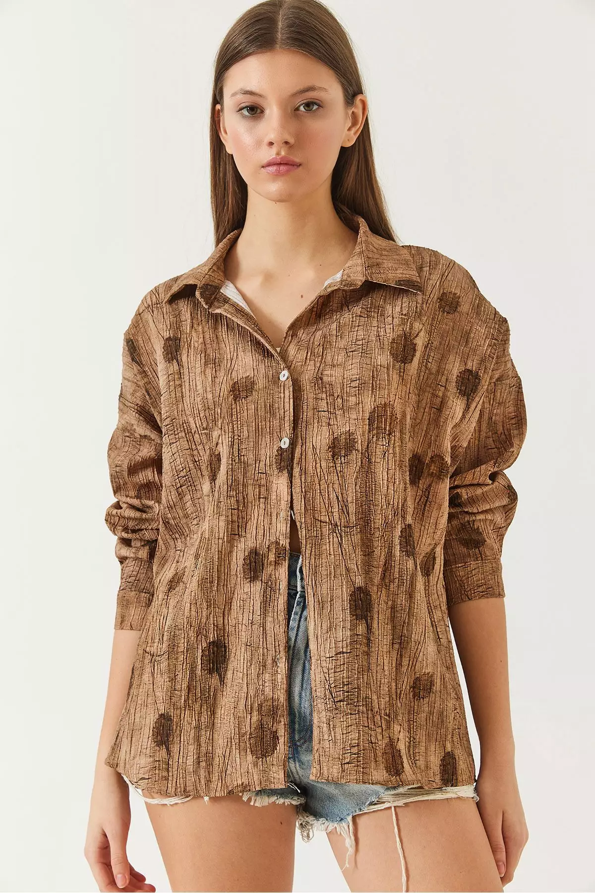 Women's Off Shoulder Print Oversize Shirt 60398 60271063