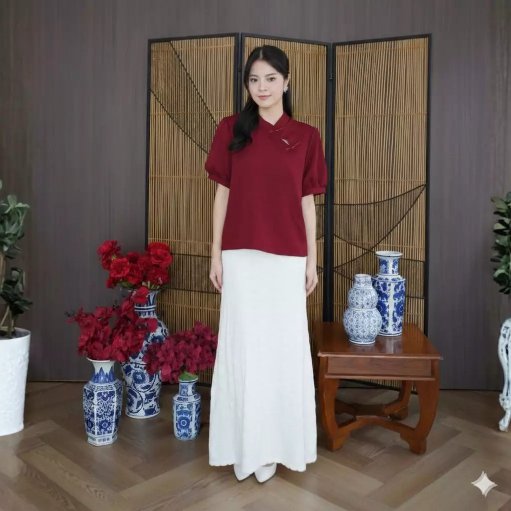 Haeun Lunar Blouse in Maroon