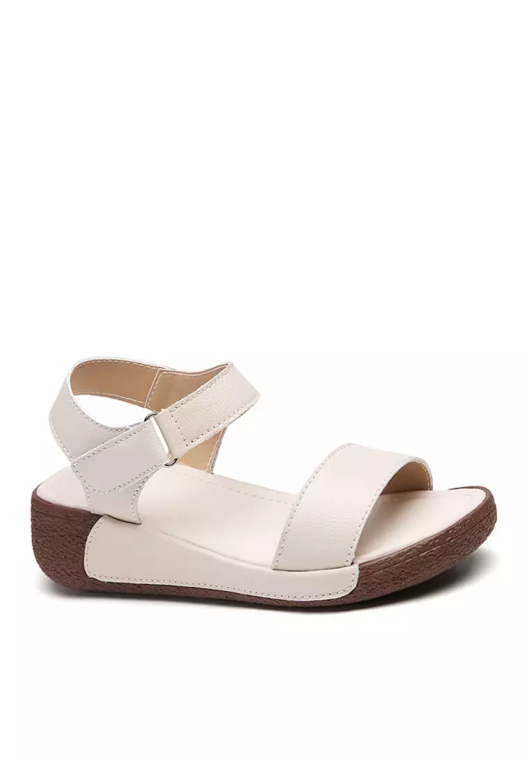White leather cheap platform sandals