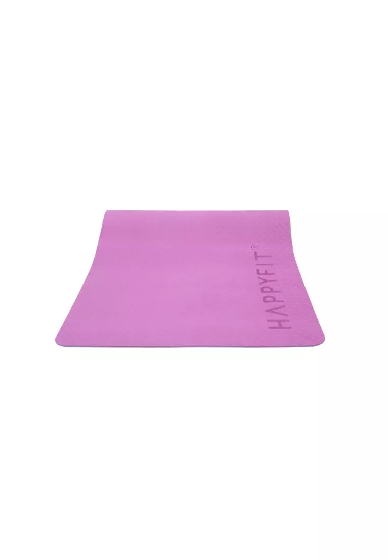 HAPPYFIT Yoga Mat Reversible TPE 4mm Free Strap Purple