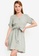 Hopeshow green V-Neck Short Sleeve Linen Dress 36B73AA955C30BGS_1
