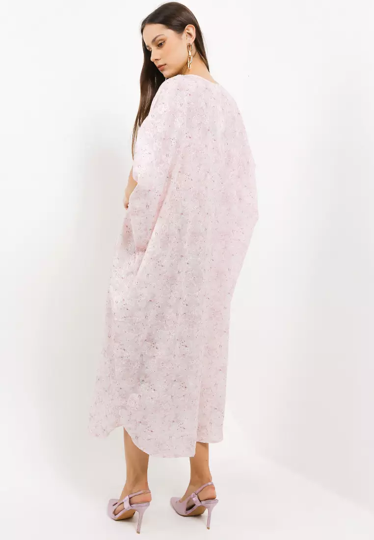 Flower Appliq Full Emb Printed Kaftan