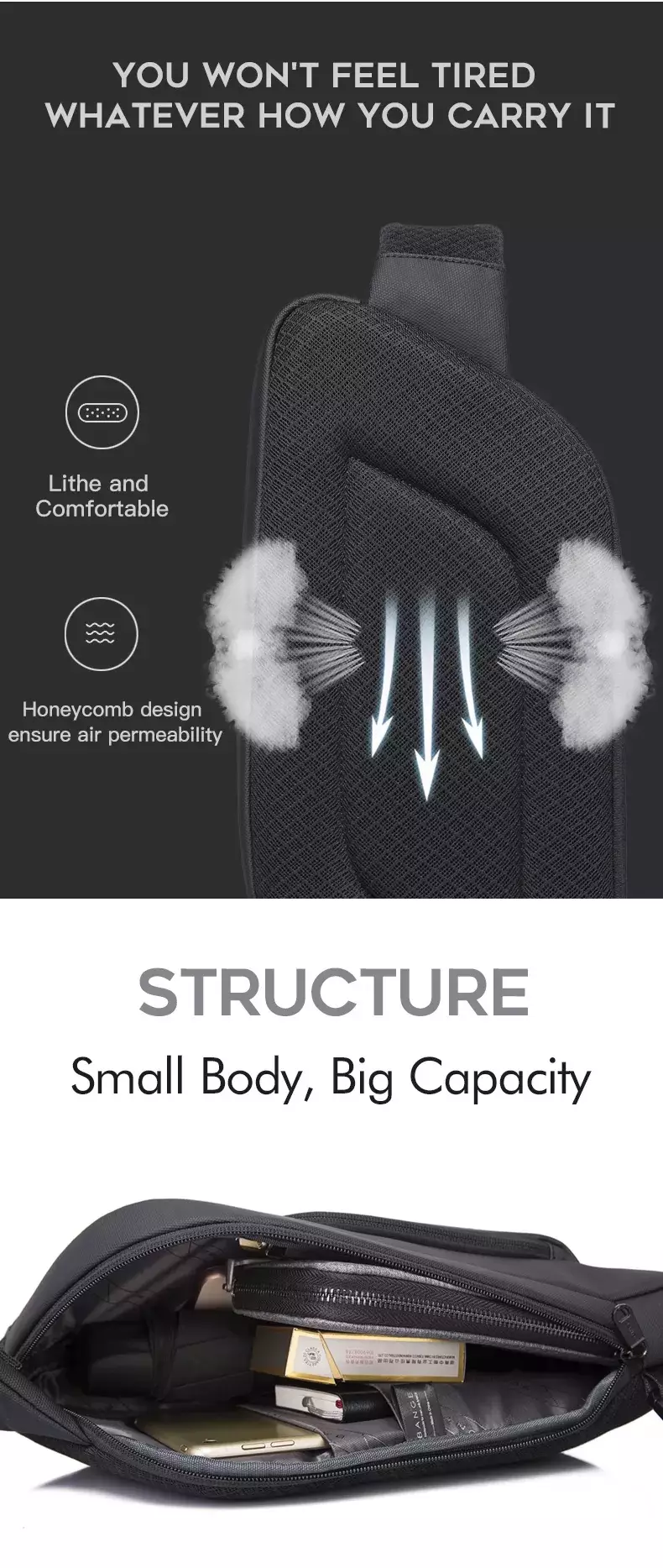 Bange BG7312 Tas Selempang Sling Bag Pria - BLACK