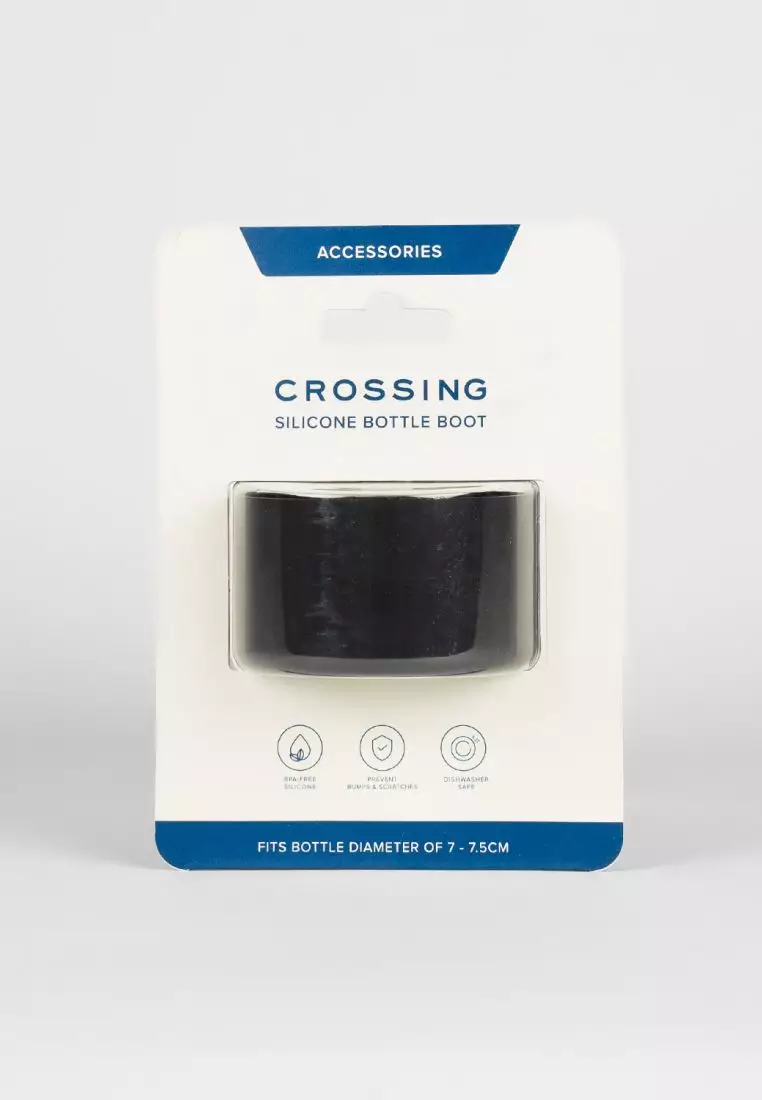 Crossing Silicone Water Bottle Boot - Fits Diameter 7-7.5cm (550ml) Blistered Pack - Black