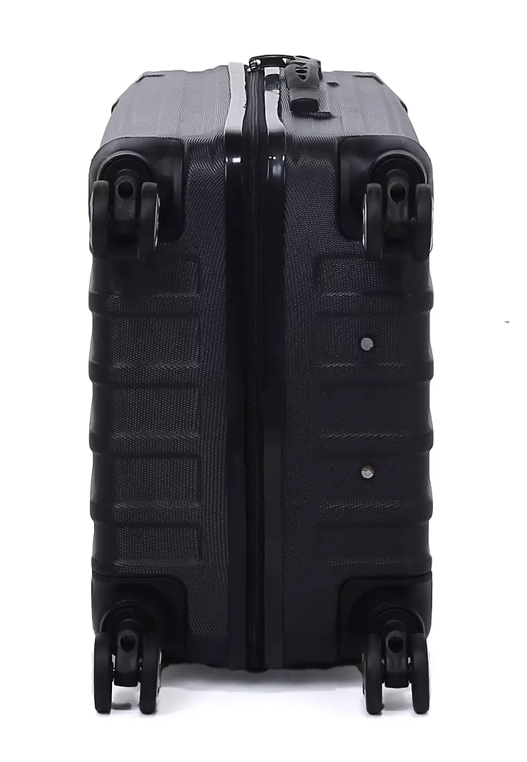 Isvara Tas Koper Hardcase Unisex One Set Suitcase Number Code Combination Lock Large Compartment Material ABS+PVC Coated ORIGINAL - Black