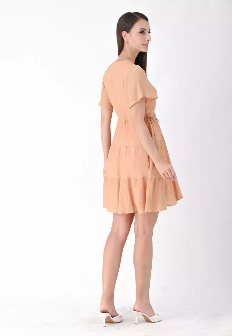 可调节腰围迷你连衣裙