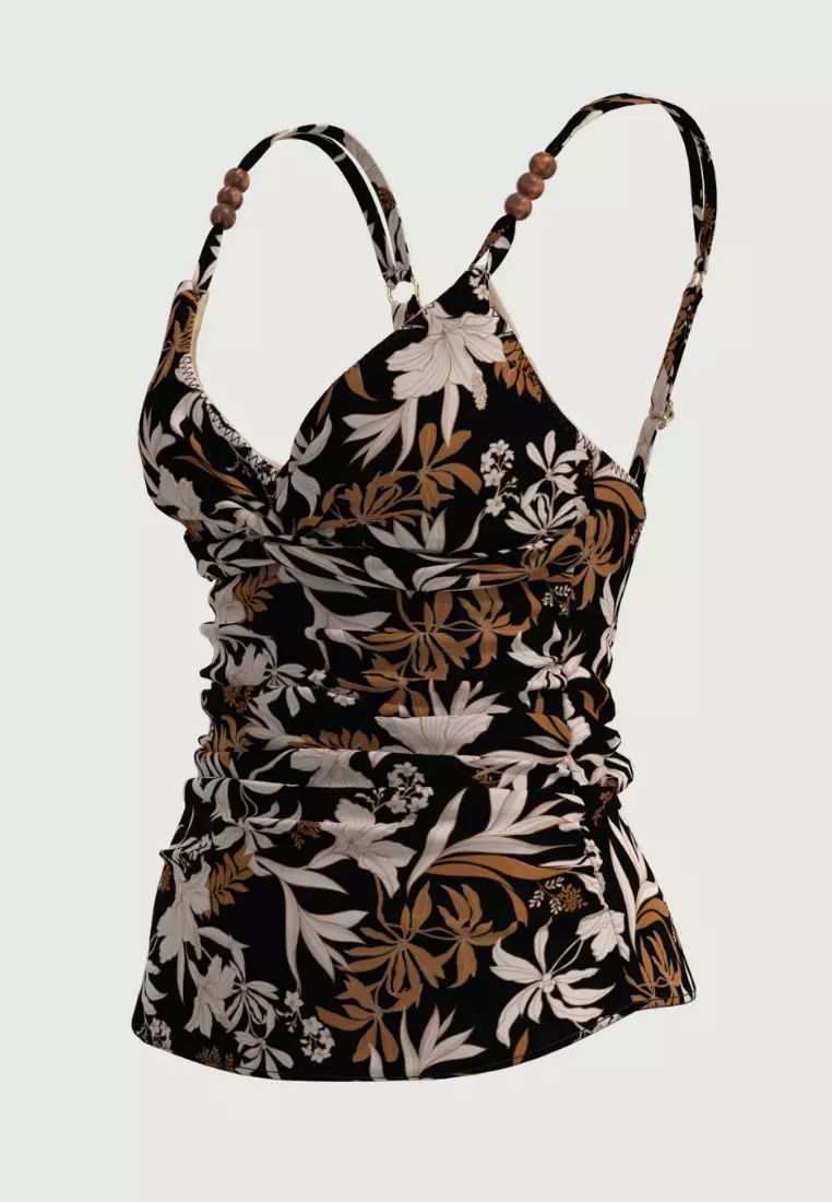 Wild Hibiscus Black Plus Cup Tankini