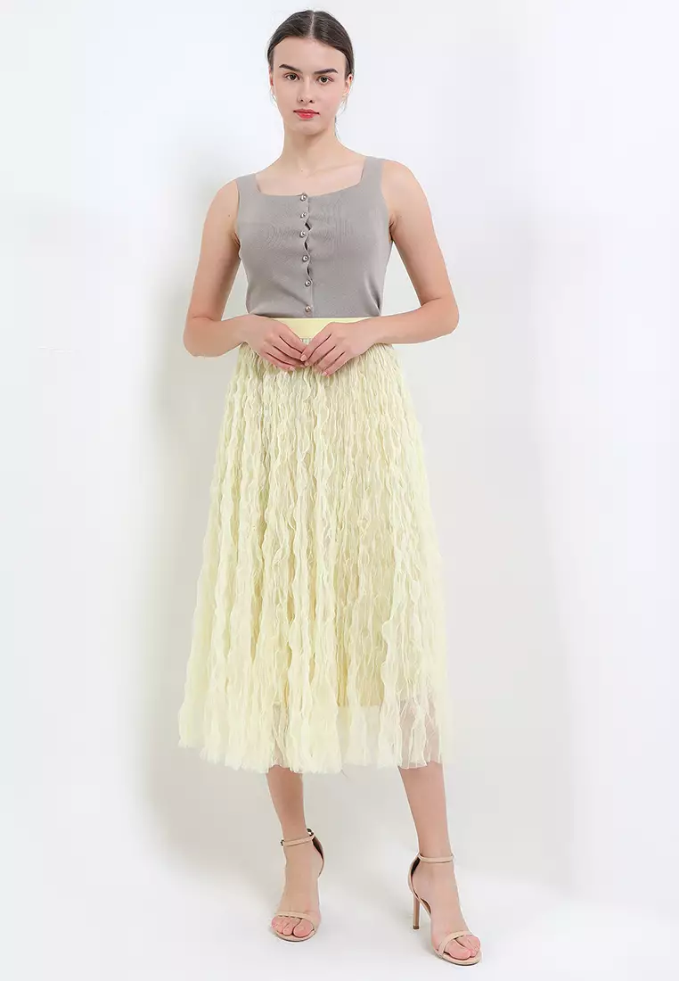 Crinkle Pleated Tutu Skirt
