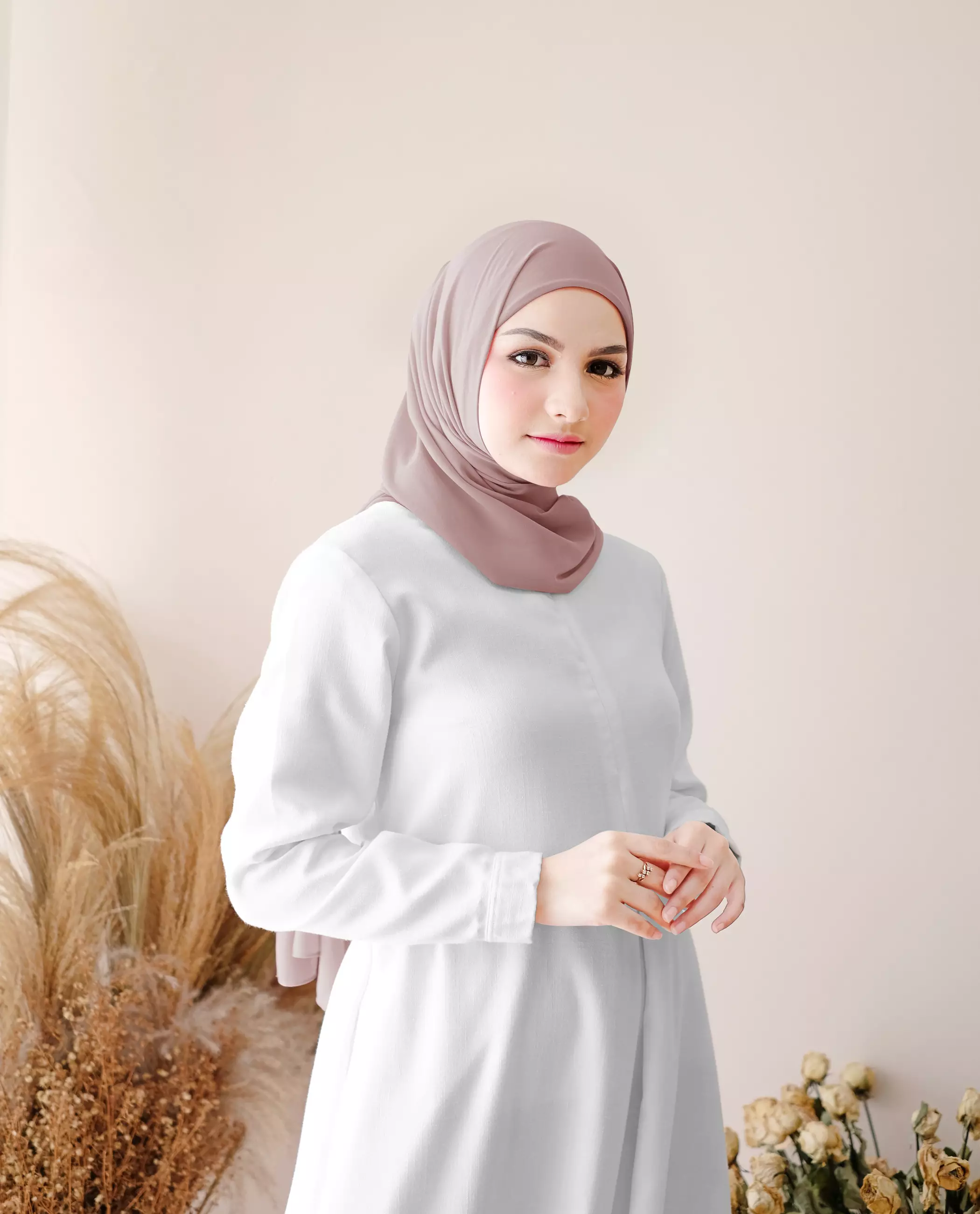 Pashmina Inner Instan 2in1 Ceruty Baby Doll - Sahara Dessert