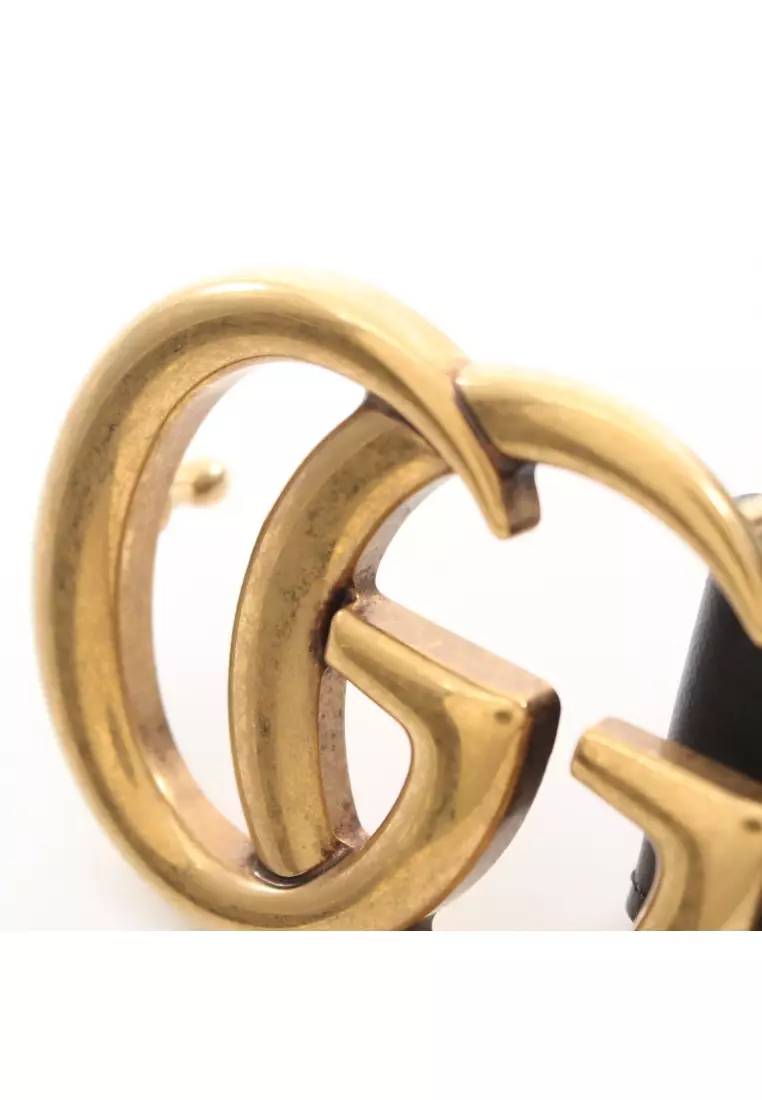 Buy Gucci Pre-loved GUCCI Double G GG Supreme belt PVC leather beige black  Online