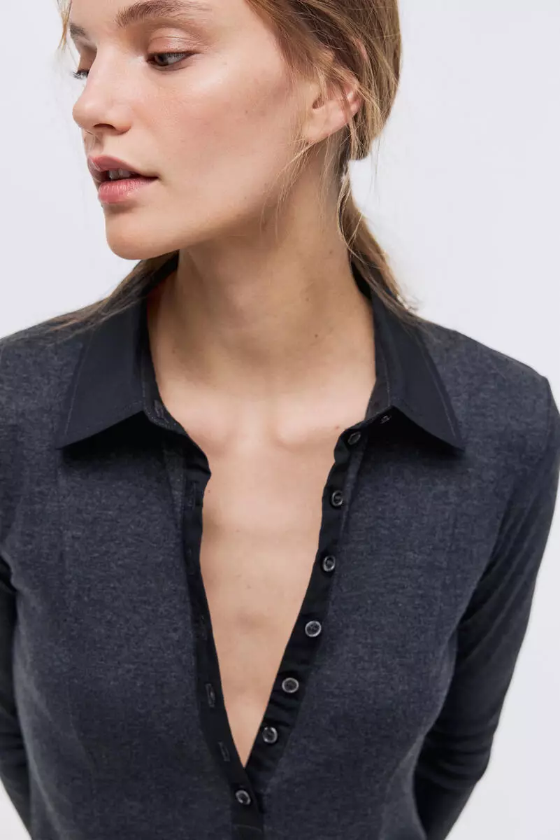 Fine-knit polo dress