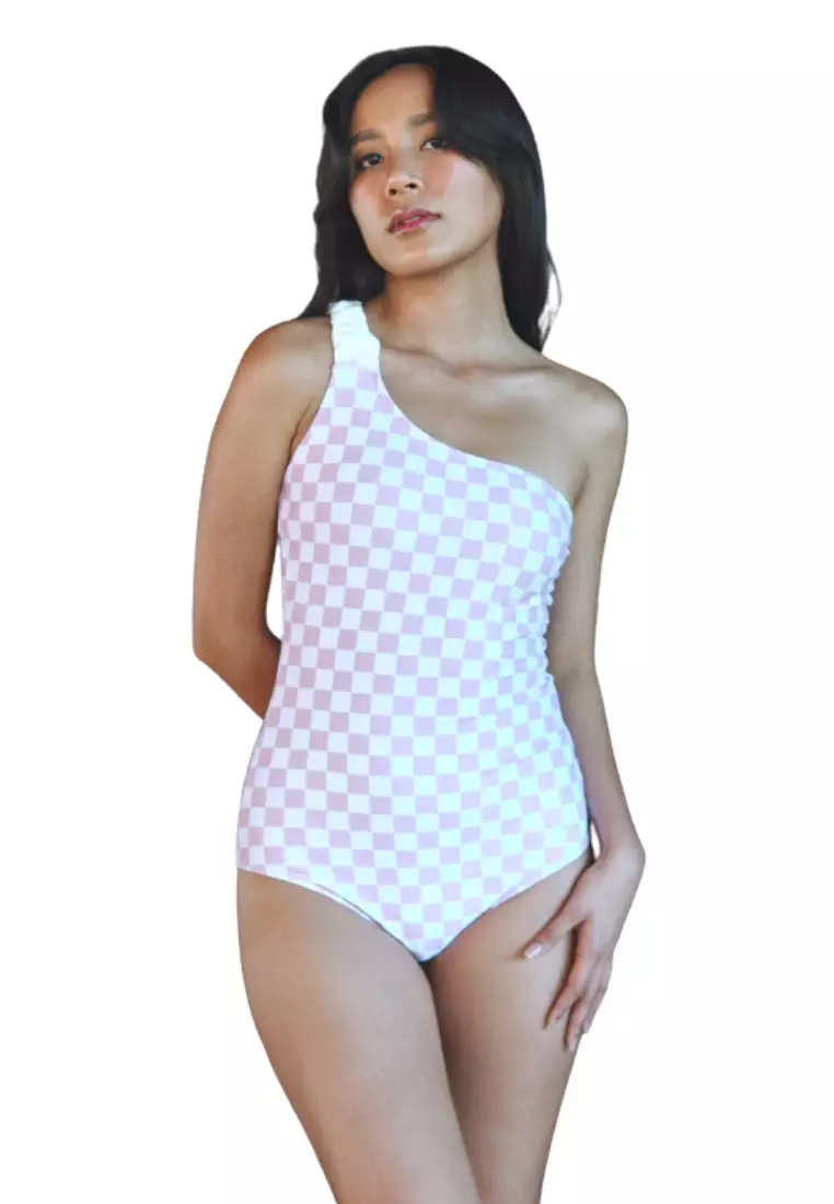 Brooklyn Neutral Toga Checkered Swimsuit in Pink