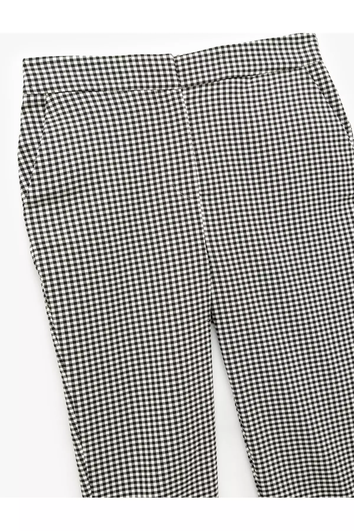 Viscose Fabric Gingham Skinny Fit Pocket Capri Trousers