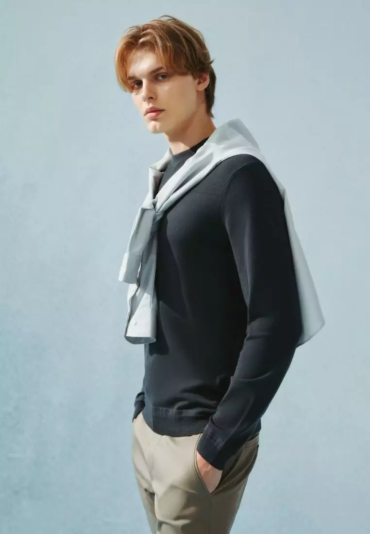 Compact Knit Mock Neck Sweater