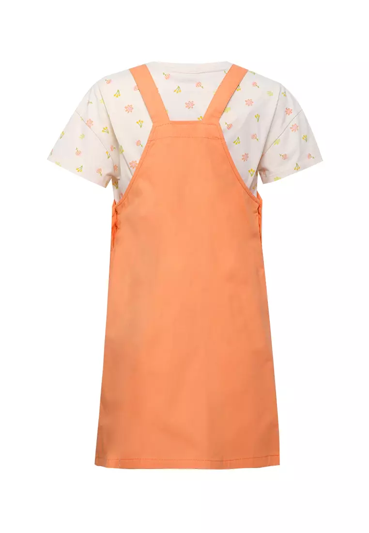 Pito Dito Girl Arepa Overall Dress Pendek Anak Orange - Size 14