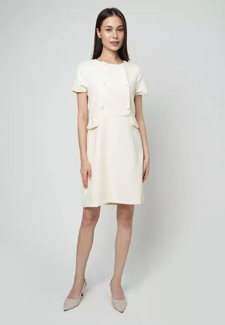 Valentine Printed Shift Dress with Button Details