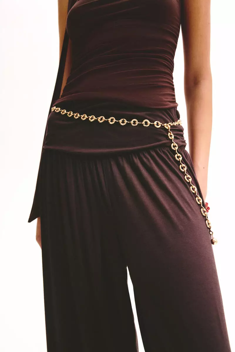 Gathered viscose trousers