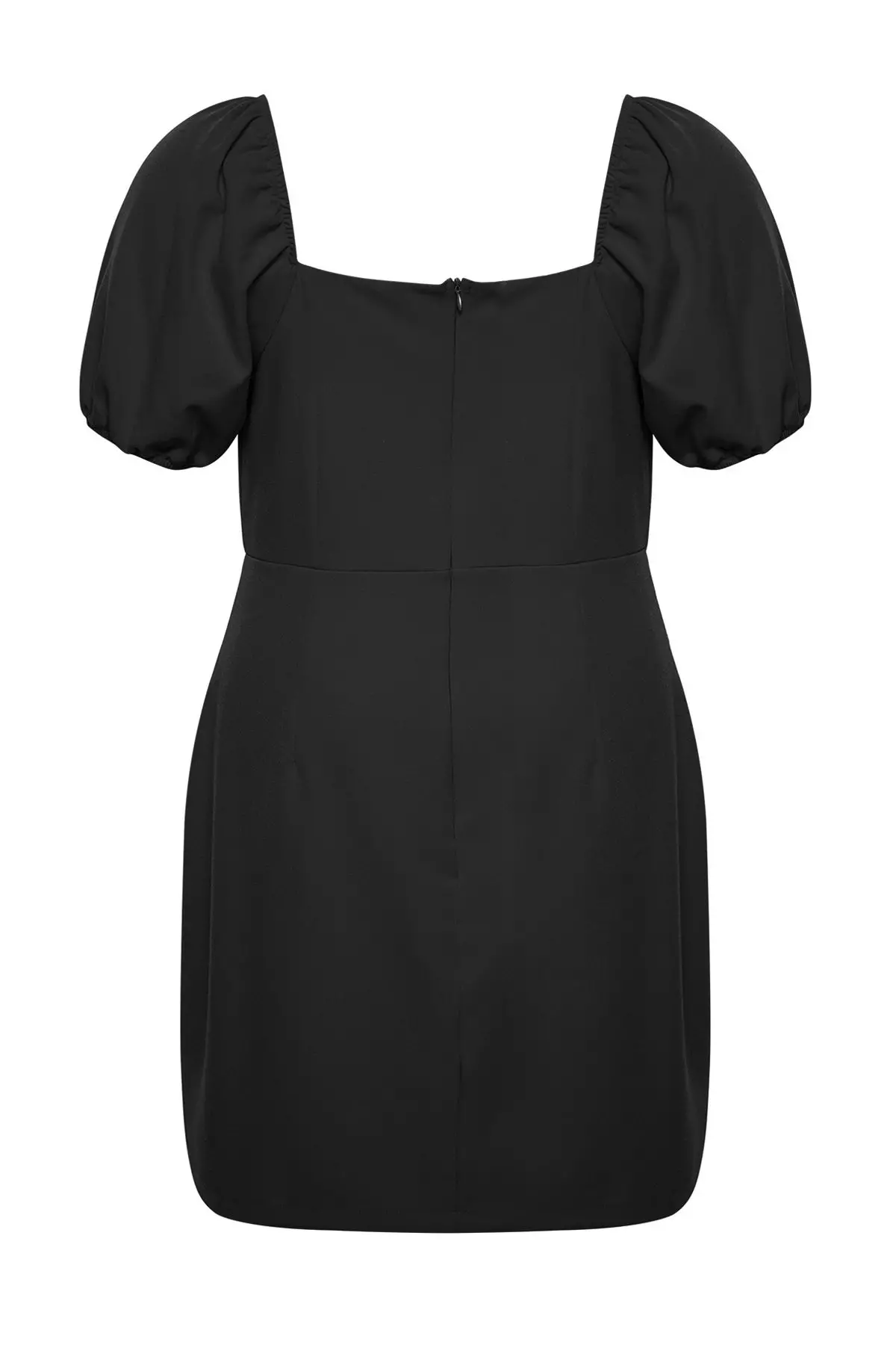 Square Neck Lining with Shorts Balloon Sleeves Woven Plus Size Dress