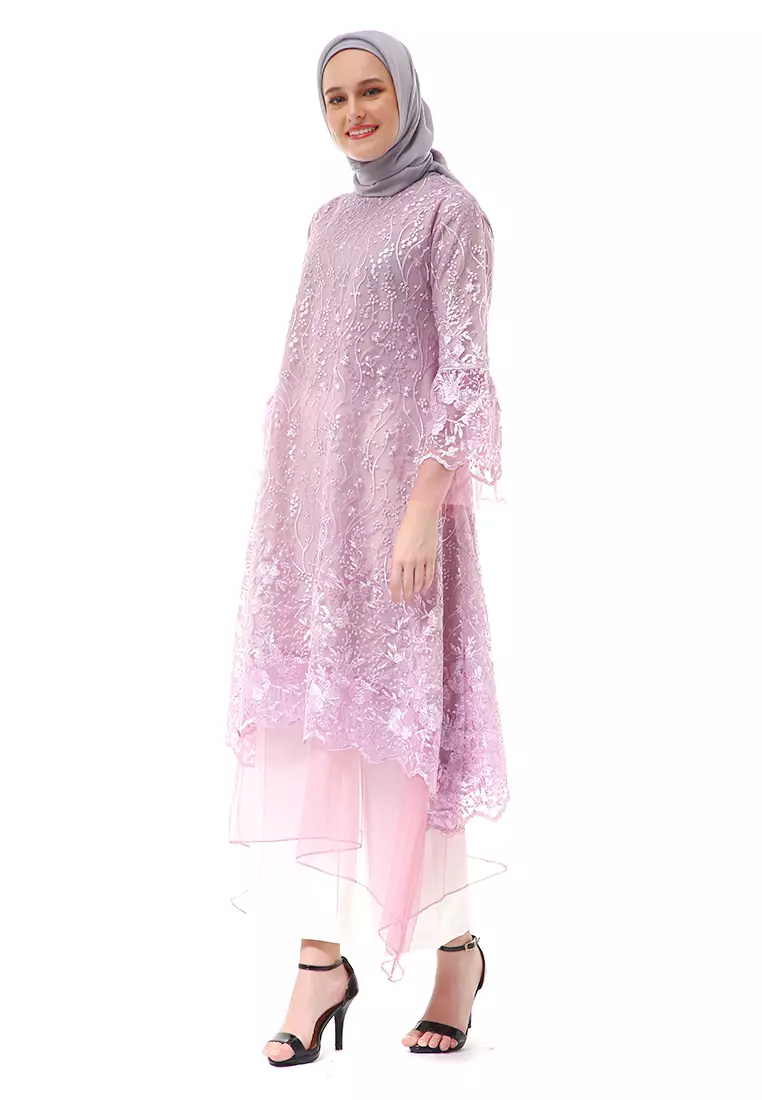 Aliyah Long Dress Motif Bunga High Quality Premium - Taro Soft