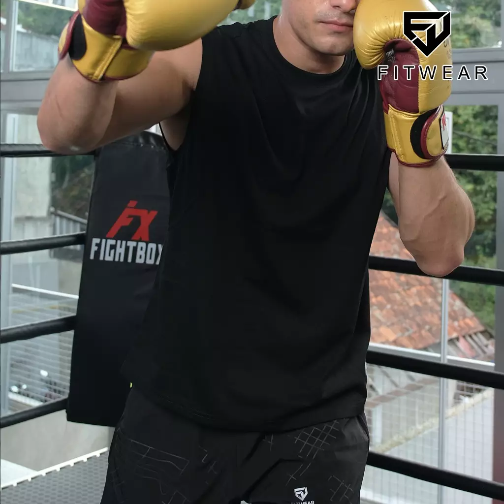 Fitwear Muscle Tee Olahraga Pria Fitwear ZAYAN COTTON ROUND NECKLINE - BLACK