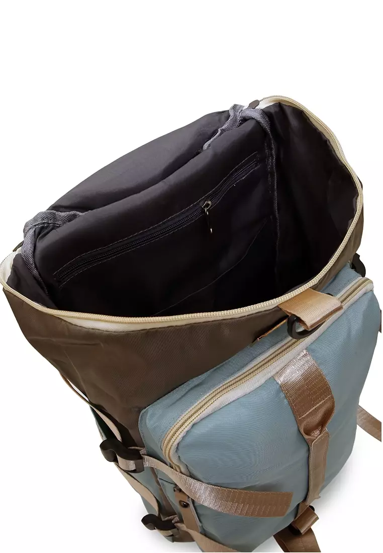 Jovin Travel Backpack Unisex with Long Strap Large Space Tas Travel Kombinasi Warna Material Nylon ORIGINAL - Green