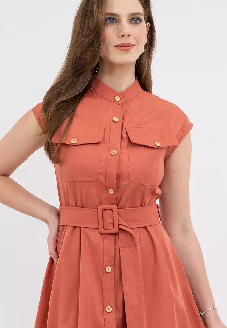 Debbie Belted Button Down Dress