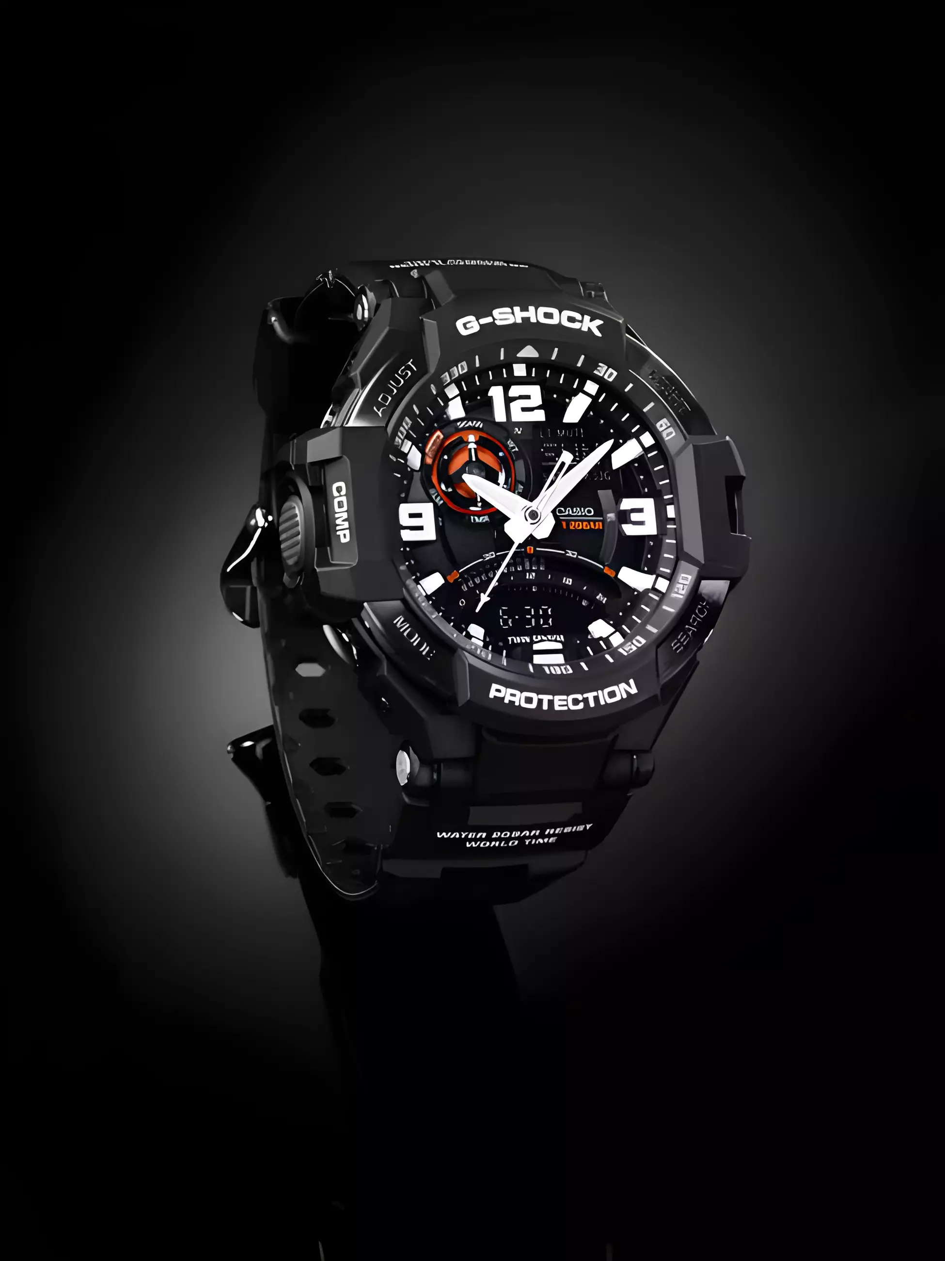 Casio G-Shock Gravitymaster Master Of G-Air Jam Tangan Analog Digital Pria - Black Resin Case & Band - GA-1000-1ADR