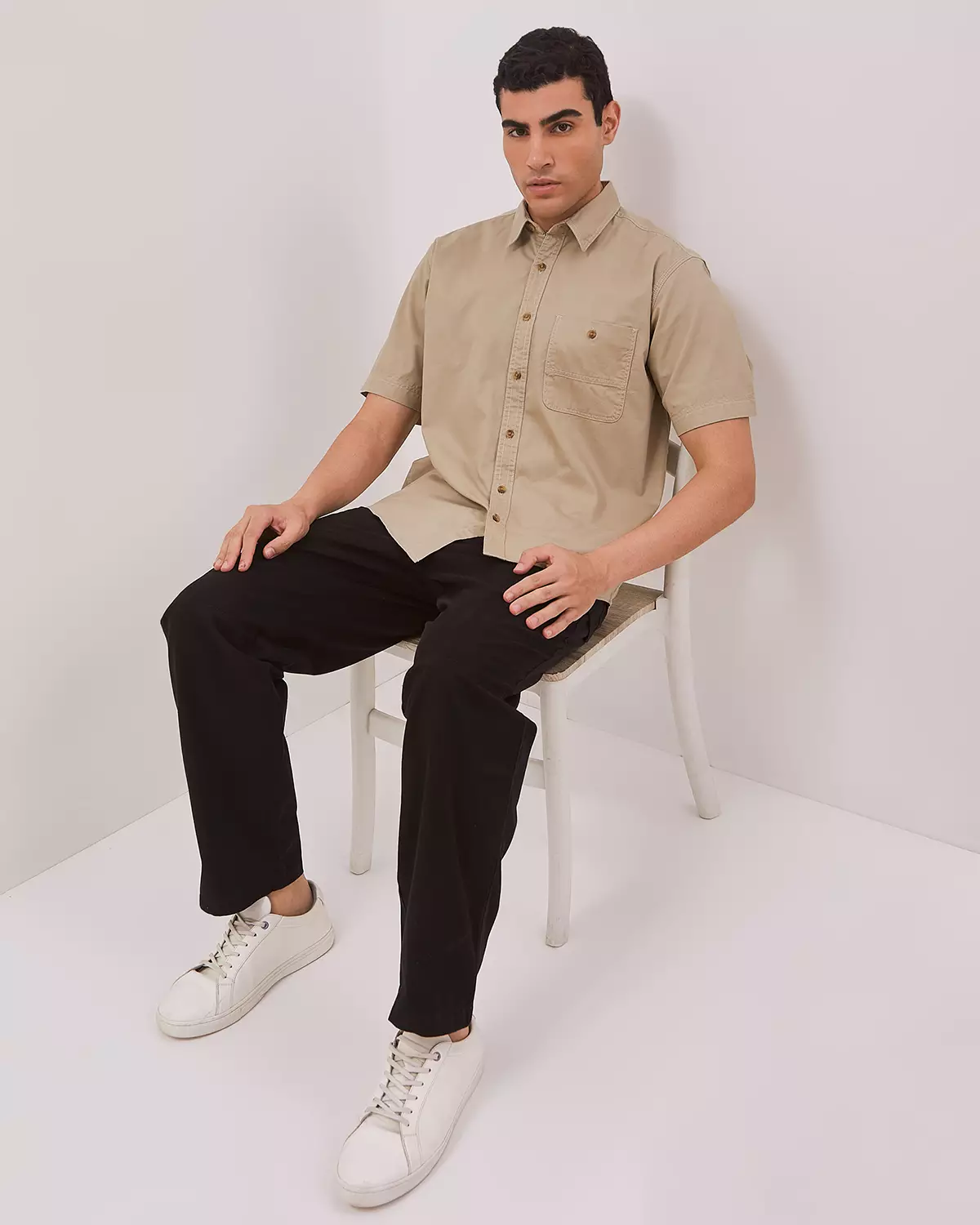 MEN'S CREAM SHORT SLEEVE SHIRT
