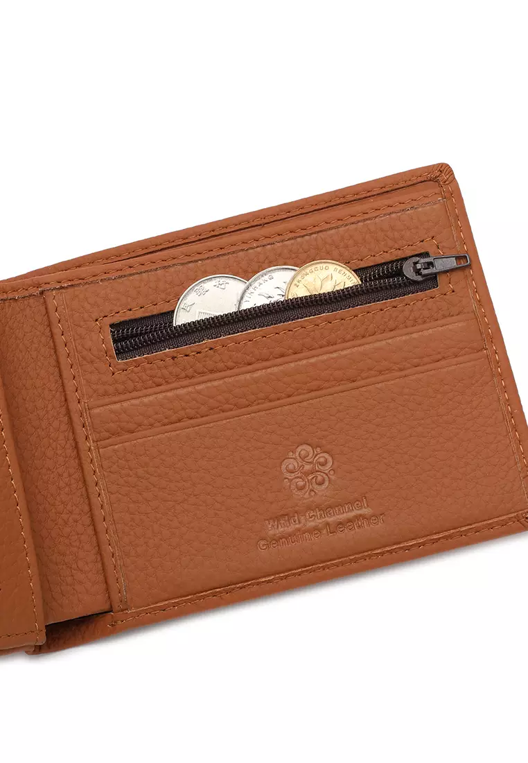 Men's Genuine Leather RFID Blocking Bi Fold Wallet
