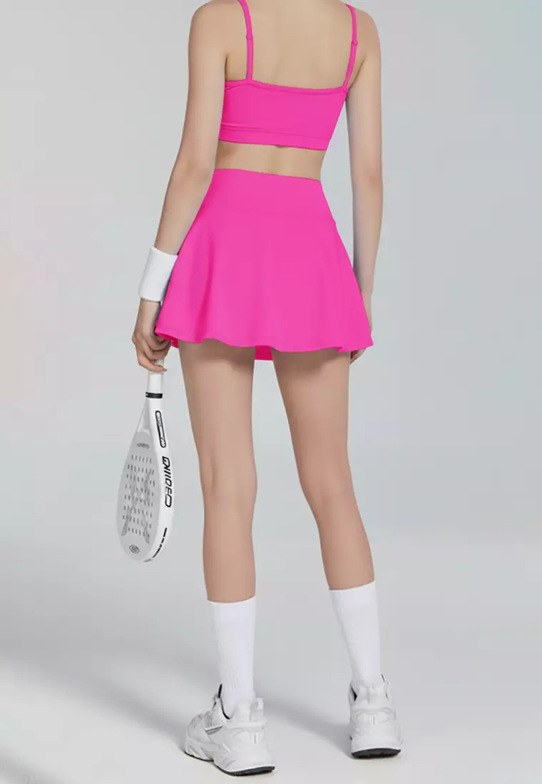 LB131 Rok Padel Tenis Wanita Legging inside Skort ada Kantong TdBolt shocking pink