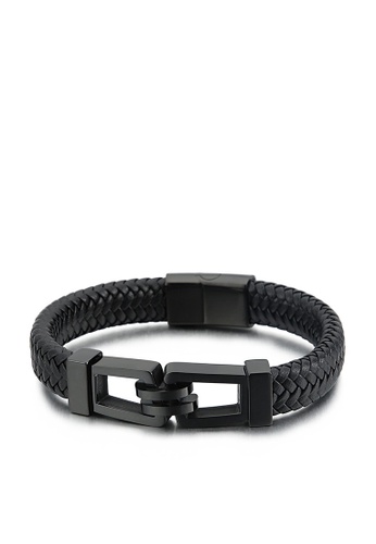 HAPPY FRIDAYS black Titanium Steel Woven Cowhide Bracelet KL130435 23F37ACDA18CCFGS_1
