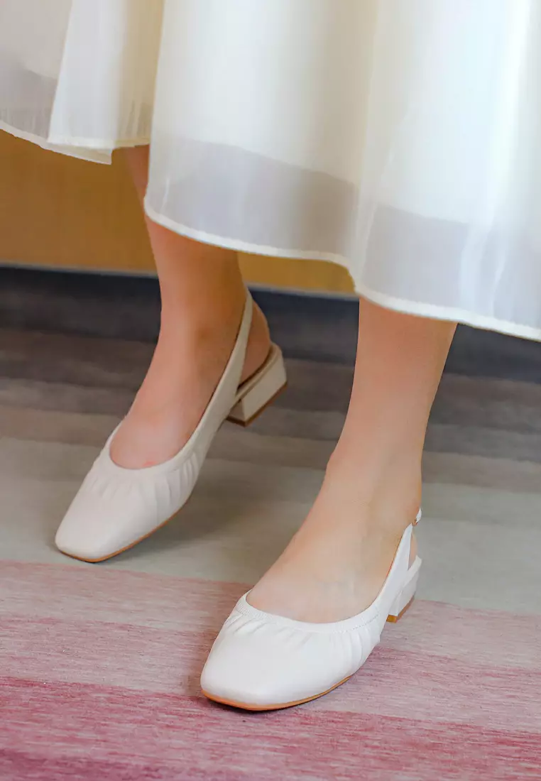 Microfiber Leather Slingback Mid Heel BY3618-9