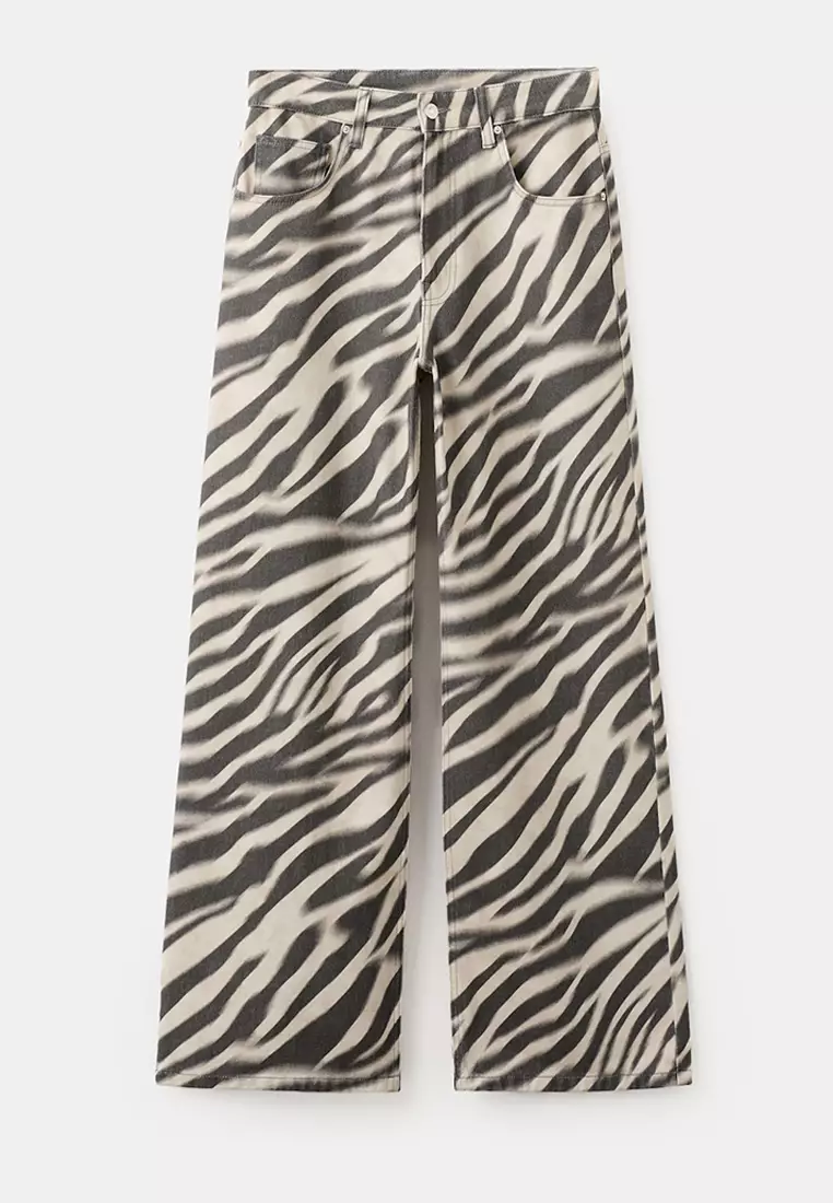 Zebra-Print Straight-Fit Jeans