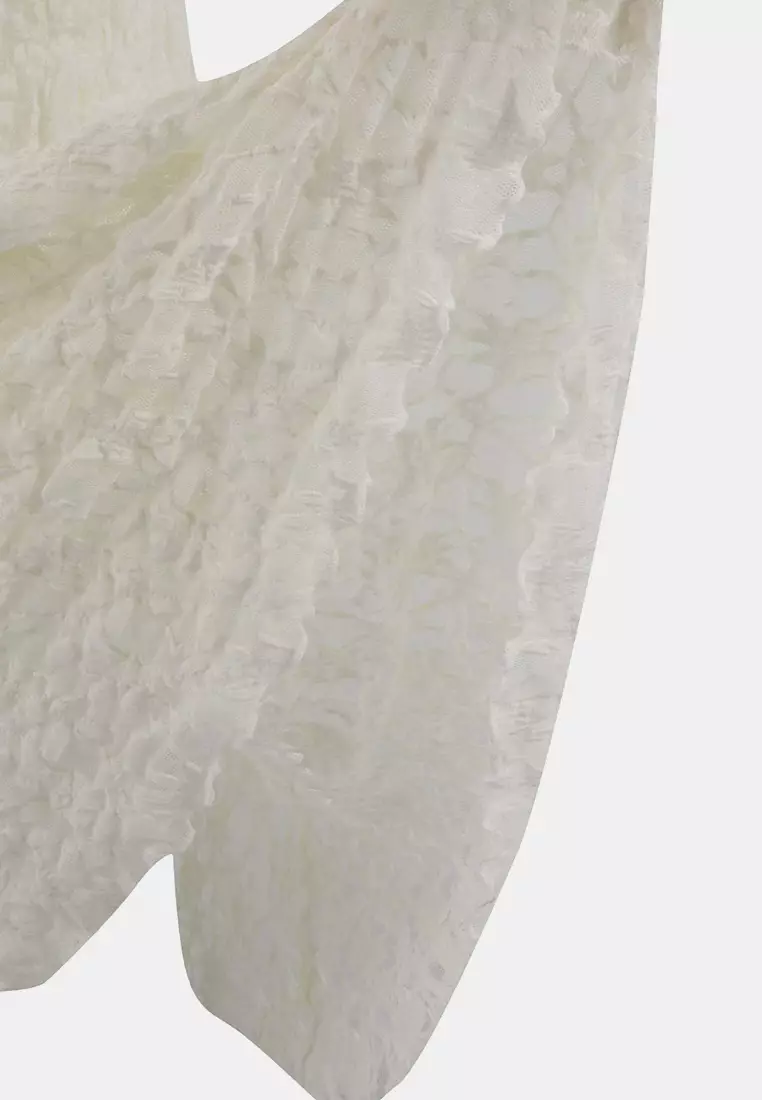 Ecru Lace A-Line Mini Lined Plus Size Skirt Tbbss25Az00029