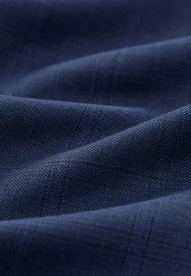 藏青格紋修身版西裝外套