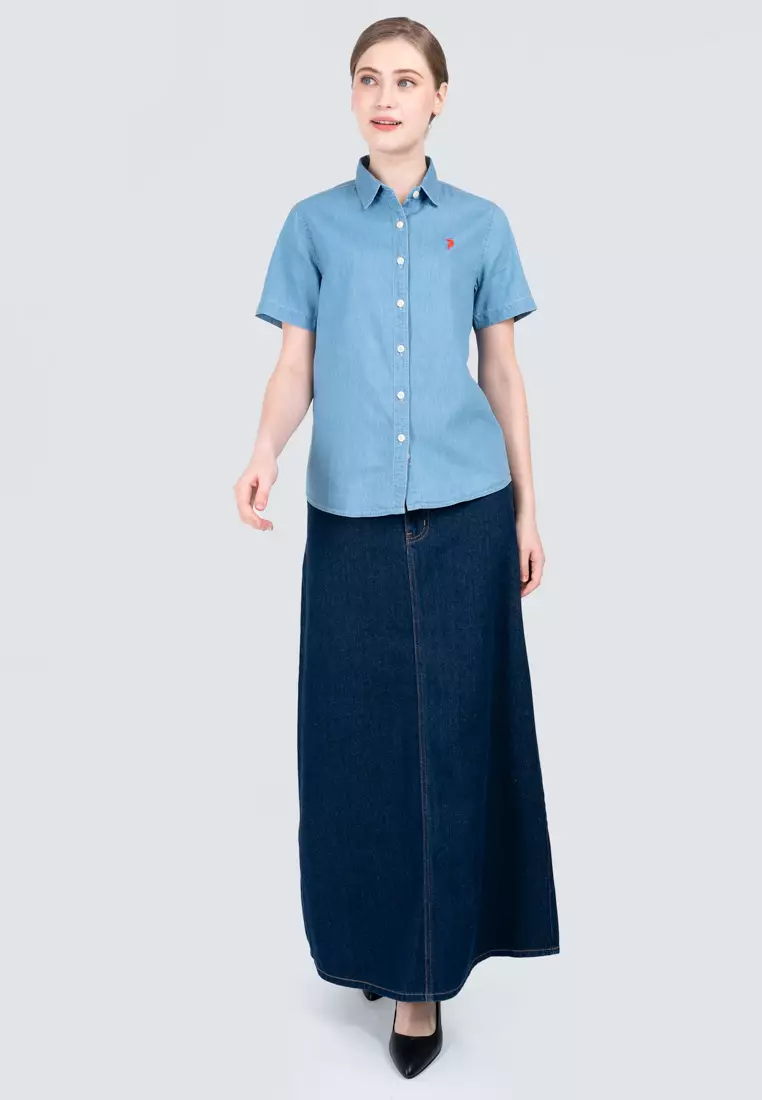 Polo Haus - Women’s Signature Fit Denim Short Sleeve Shirt WWSSV004