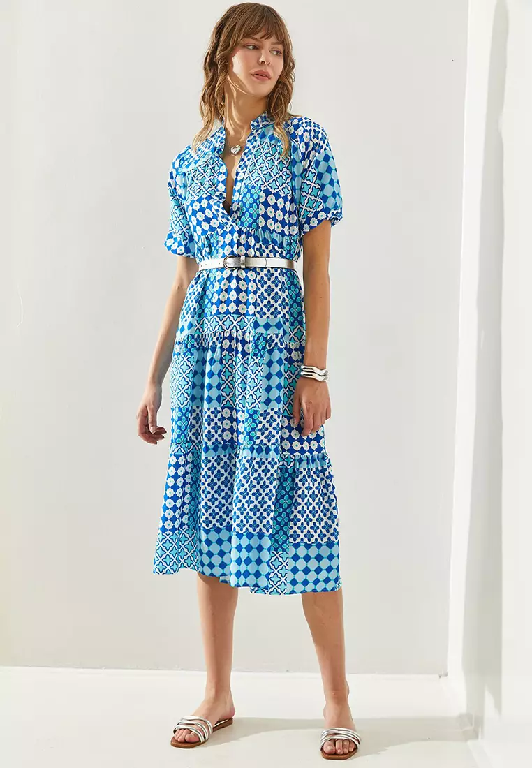 Patterned Midi Dress