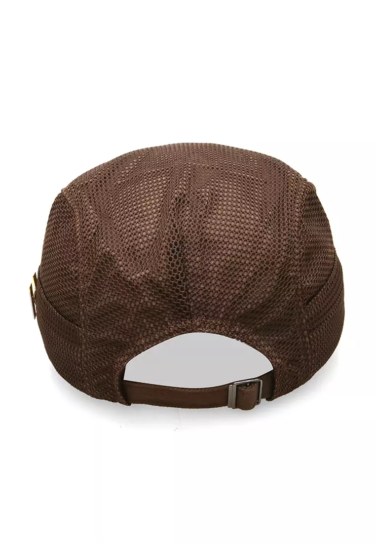 Kai Aksesoris Fashion Topi Pria Wanita Flat Hat Adjustable Strap Material Cotton ORIGINAL - Brown