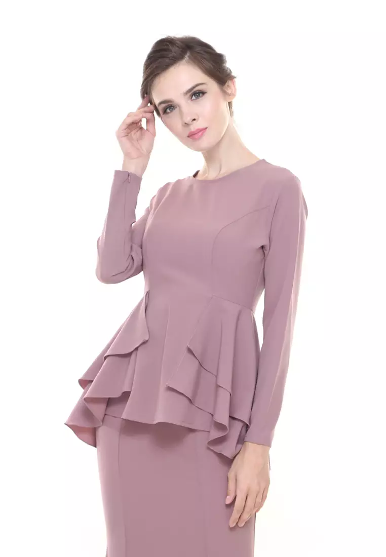 Lora Peplum in Dusty Pink
