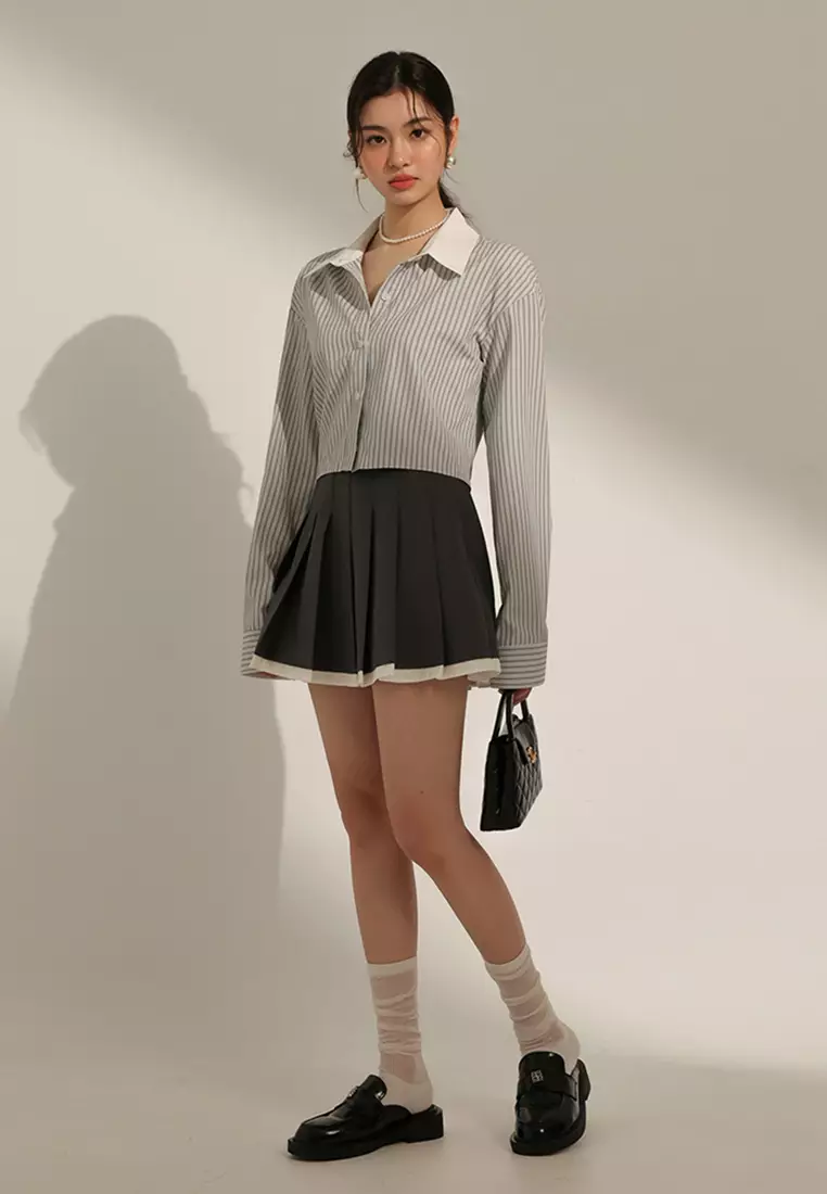 Cropped Bi-Colour Shirt