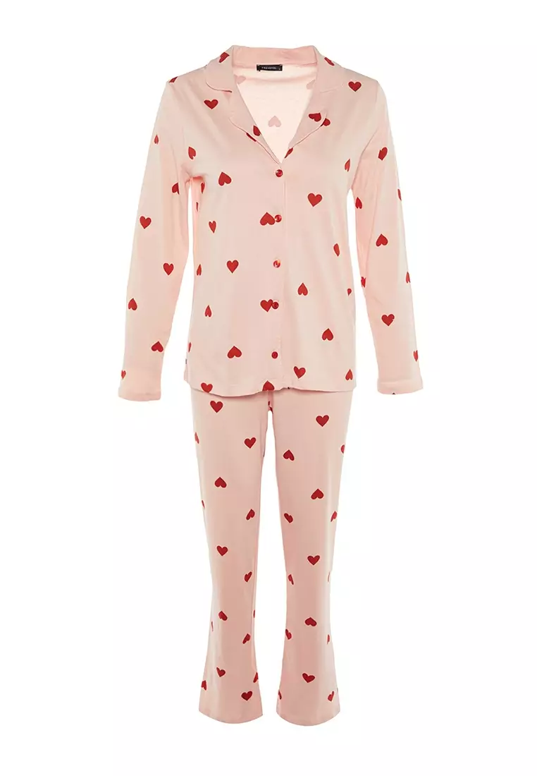 Heart Printed Pajamas Set